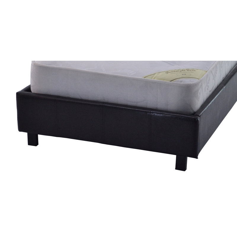 New York Upholstered Faux Leather Bed, Black