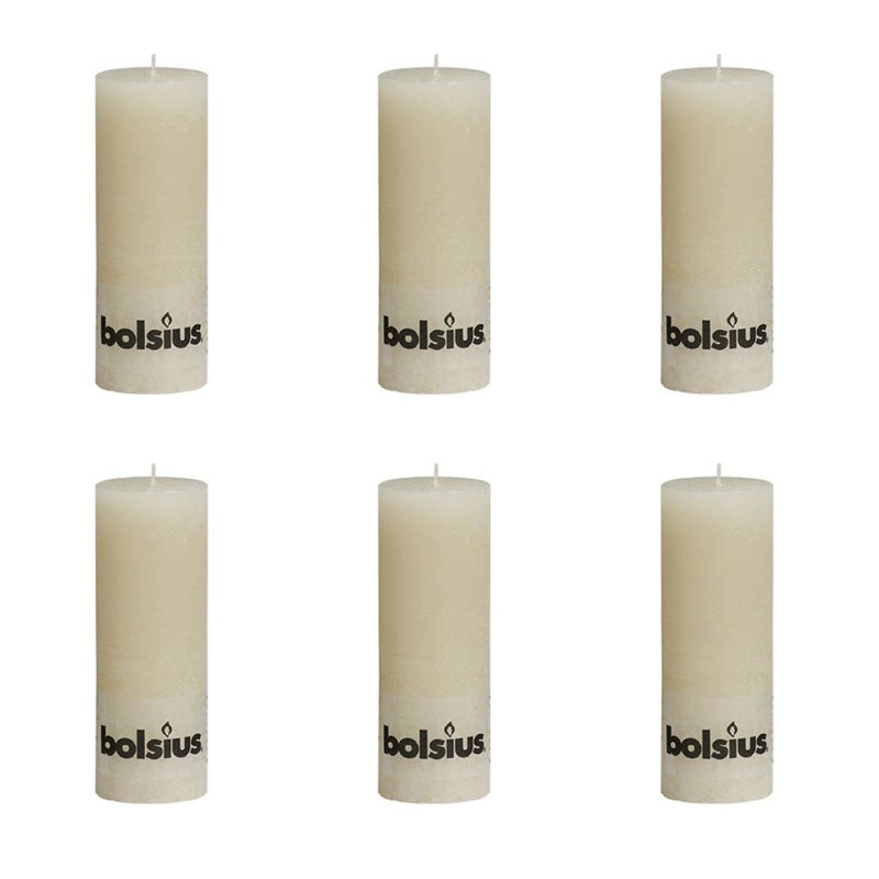 Bolsius Rustic Pillar Candle, 19cm H x 6.8cm diameter, Ivory white