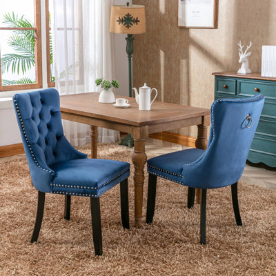Contemporary Dining Furniture In Velvet, Blue Sw2001bl - Solid Wood Base, Cozy Seating Velvet Upholstered Chairs, High Density Foam, Stable Construction
