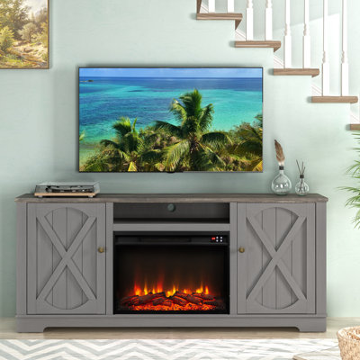 Henrik 70.08'' W Storage TV Stand with Electric Fireplace Included