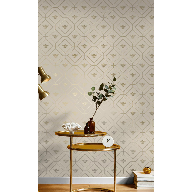 Rouleau de papier peint L 33 pi x l 21 po Romello, Taupe / crème