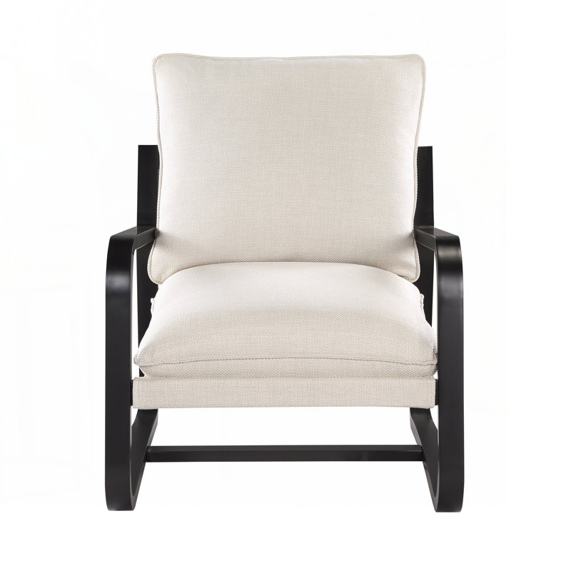 Blaire Sling Chair Upholstered in Oatmeal Fabric with Metal Frame, Beige