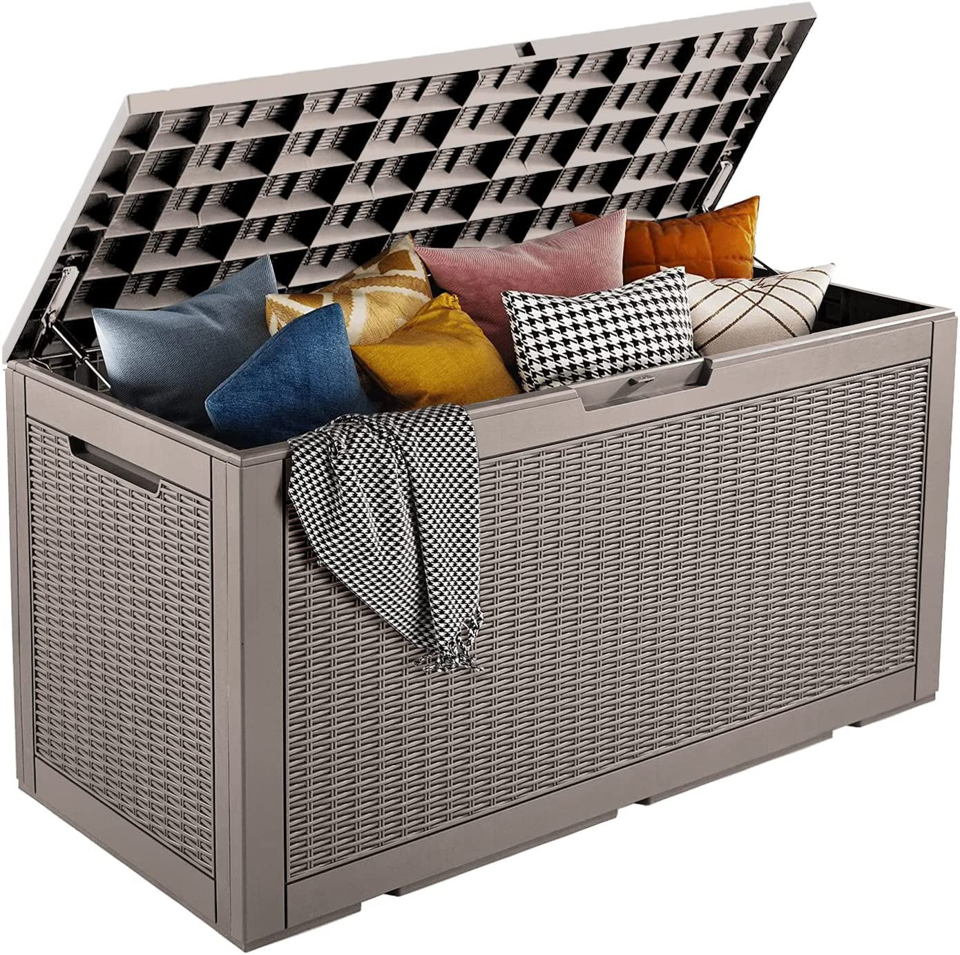 vidaXL Banc de rangement en polyrotin noir avec coussin – Meuble d'extérieur durable avec sac de rangement d'eau, 115 x 51 x 52 cm vidaXL Banc de rangement en polyrotin noir avec coussin – Meuble d'extérieur durable avec sac de rangement d'eau, 115 x 51 x 52 cm