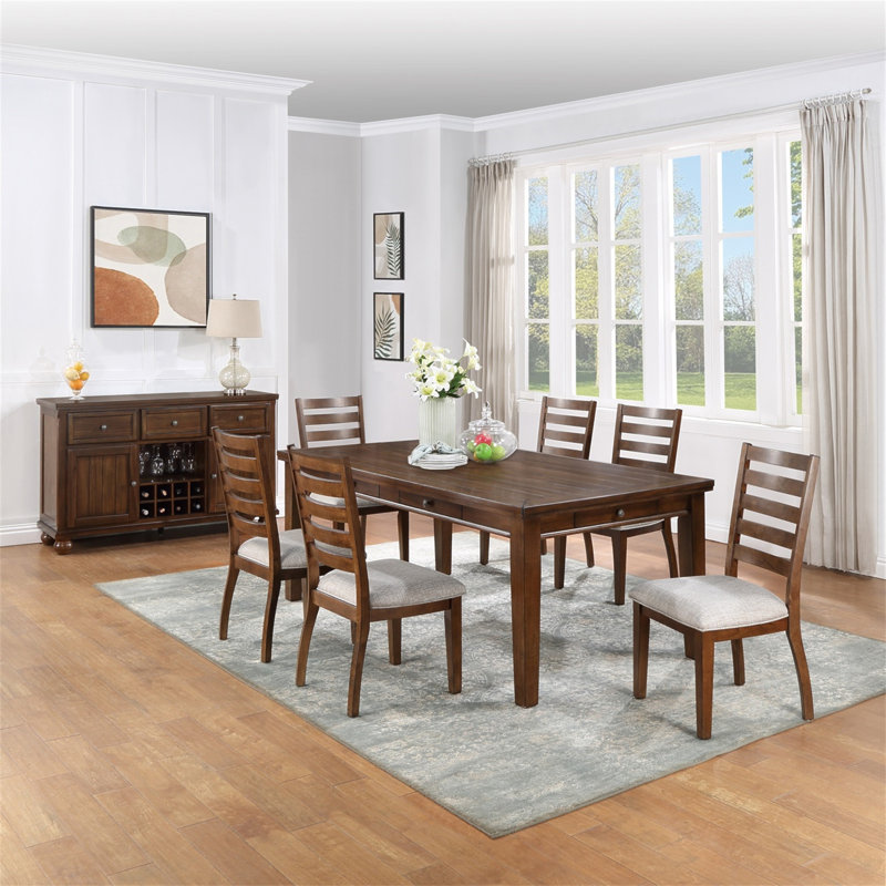 Contemporary Style 7Pc Dining Set, 30"H x 78"L x 42"W