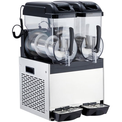 Machine à neige fondue commerciale 24 litres à double réservoir, machine à boissons glacées et à margarita 700 W, acier inoxydable, contrôle de température indépendant, autonettoyant pour bar, restaurant et fêtes, noir