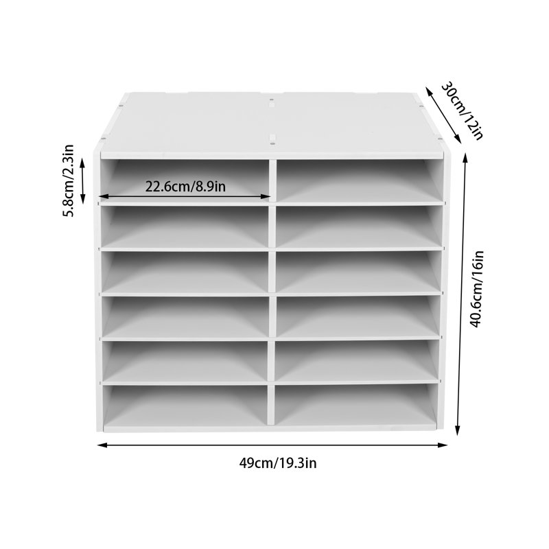 Kinlea 12-grid Desktop File Organizer, White