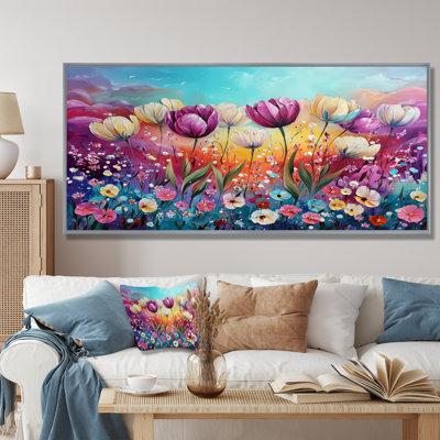 Inisha fantaisie lavande et champ de tulipes I - tulipes, art mural