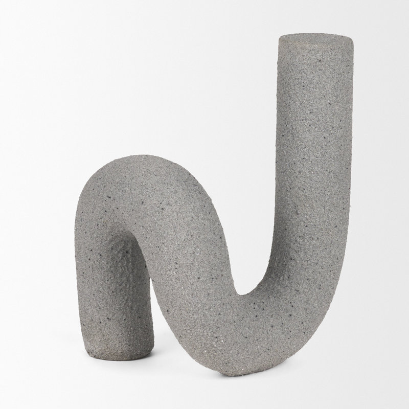 Resin Textured Concrete Gray Decorative Object, Gray