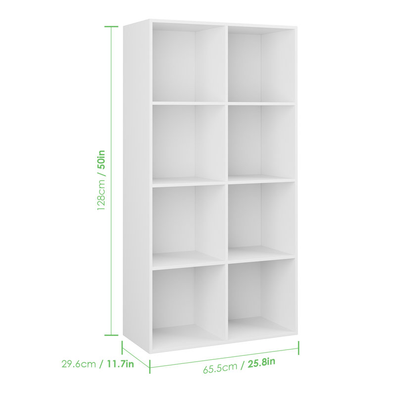 Bibliothèque cubique à 4 niveaux avec dossier fini Lakrisha, Blanc