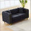 Causeuse capitonnée en velours 63 "avec pieds dorés, style Chesterfield-132940796-132940799