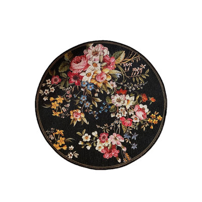 Floral Patterned Round Carpet