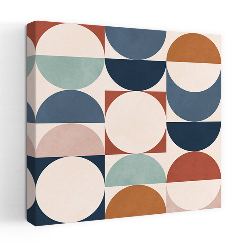 Formes abstraites de style Mid-Century abstrait géométrique paysage minimaliste Nature, 18" H x 18" W