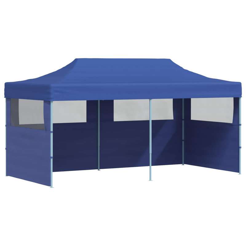 Vidaxl Foldable Tent Pop-Up With 4 Side Walls Outdoor Party Tent Garden Gazebo, Blue