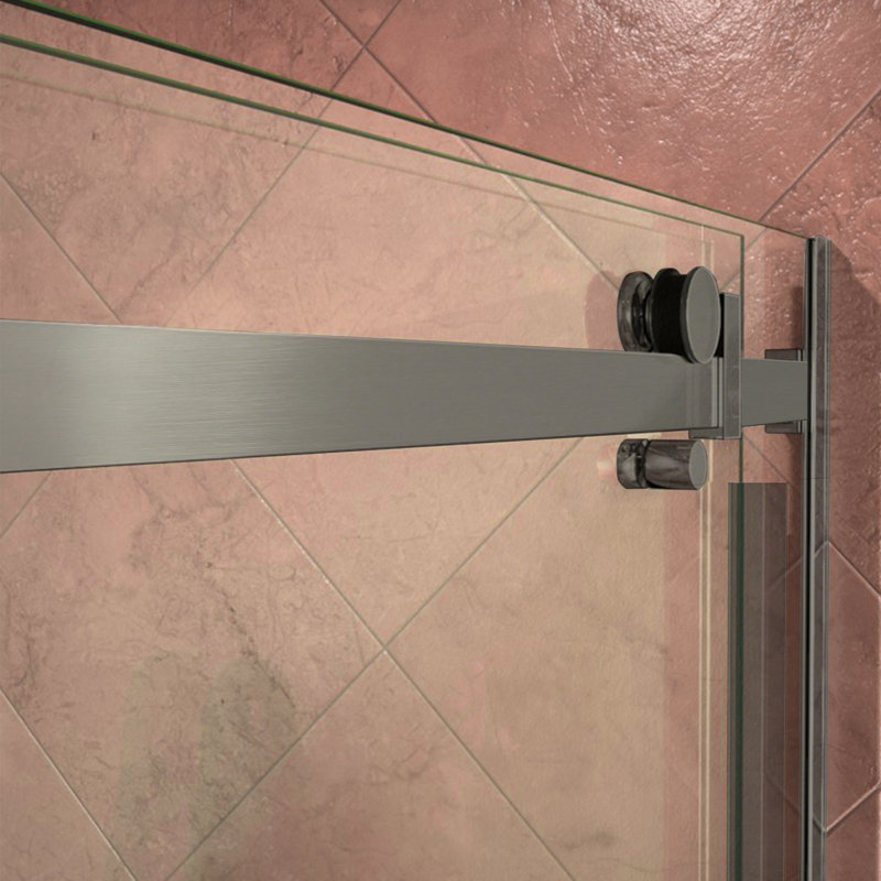 Porte de douche coulissante double sans cadre de H 44 po à l 79 po, Nickel