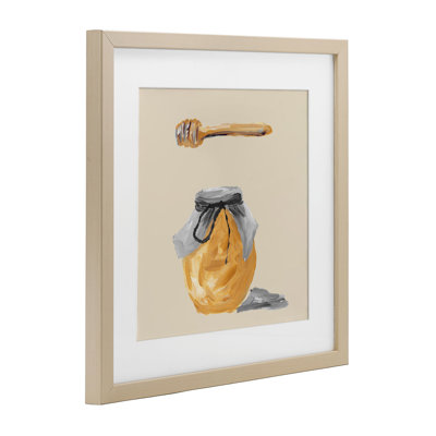 Honey Jar over Tan Framed Print Under Glass, design by Lucille Price