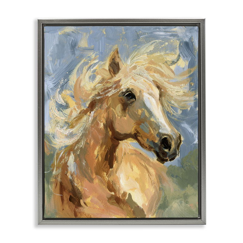  Cheval avec crinière ébouriffée, art mural encadré par Victoria Barnes, H 31 po x l 25 po, Cadre flottant gris lustré