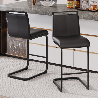 Tabouret de comptoir en similicuir 25 po avec structure en métal Chatrice