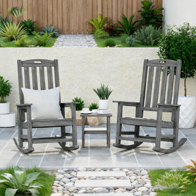 Oversized Outdoor Rocking Chair Set of 2 – All-Weather HIPS High Back Patio Rocker