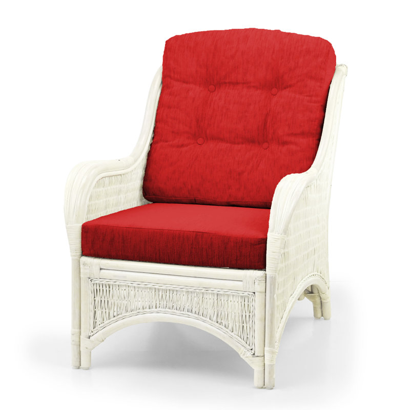 Boba Upholstered Armchair, Red Polypropylene/Olefin, White