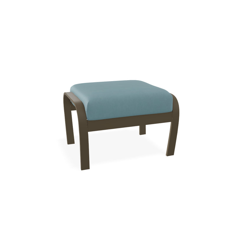 Repose-pieds avec coussin Askar, Bois de plage texturé, Bleu minéral