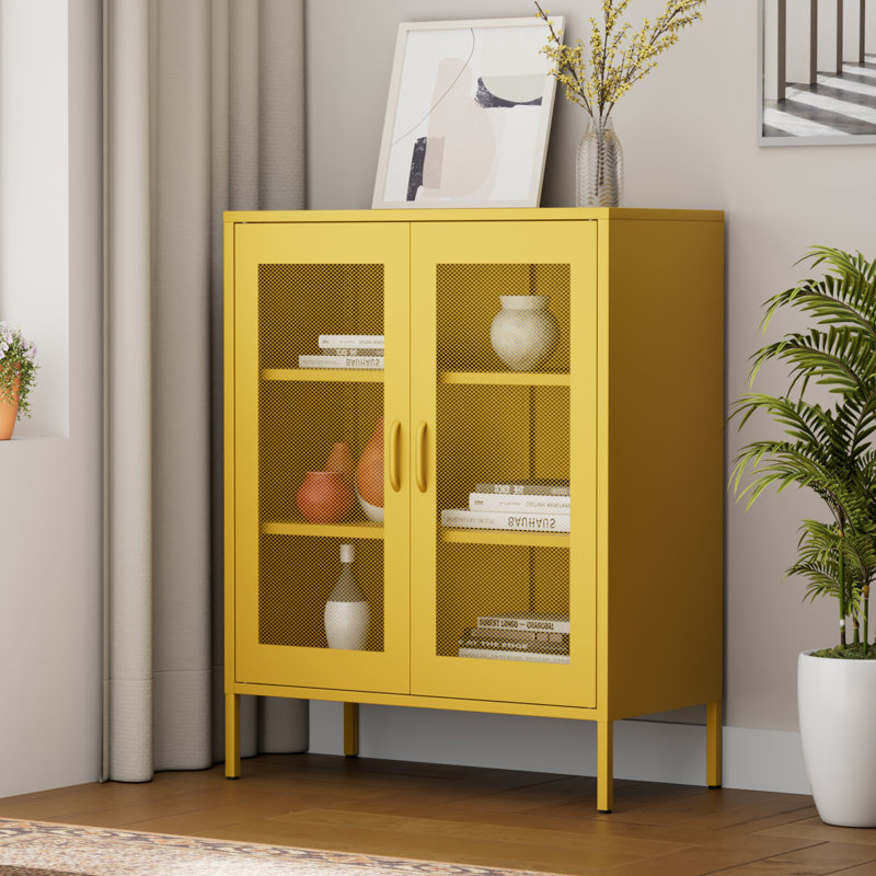 Ascena Metal Accent Cabinet, Yellow