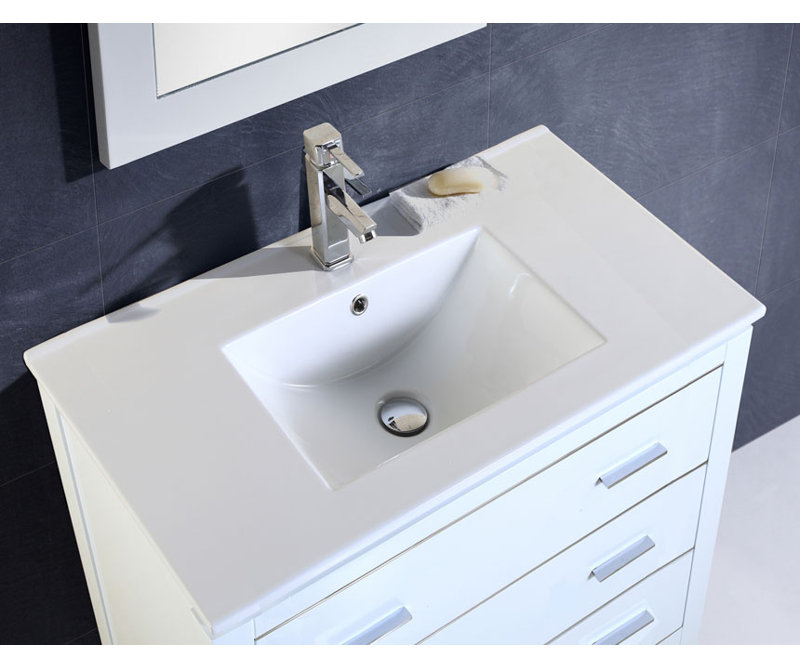Dowell 36" White Ceramic Single Bathroom Vanity Basin