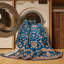 Tapis bleu Tabriz lavable à la machine-948453688