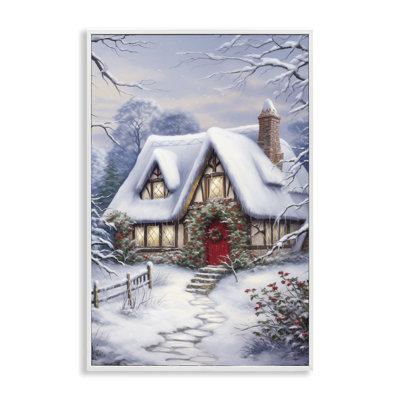  Niveous Winter Cottage, art de la giclée encadrée par Heidi Kuntz