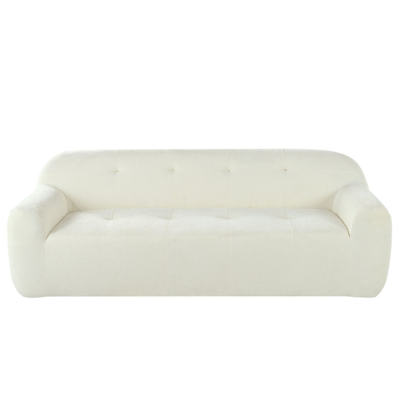 Canapé à 3 places en tissu de chenille de style Bon_de 85,8 po Boneless U_Style, Beige