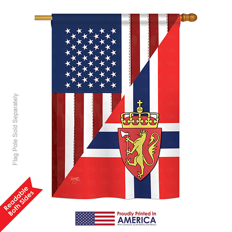 Polyester à 2 côtés 40 x 28 po american norvège amitié drapeau de jardin