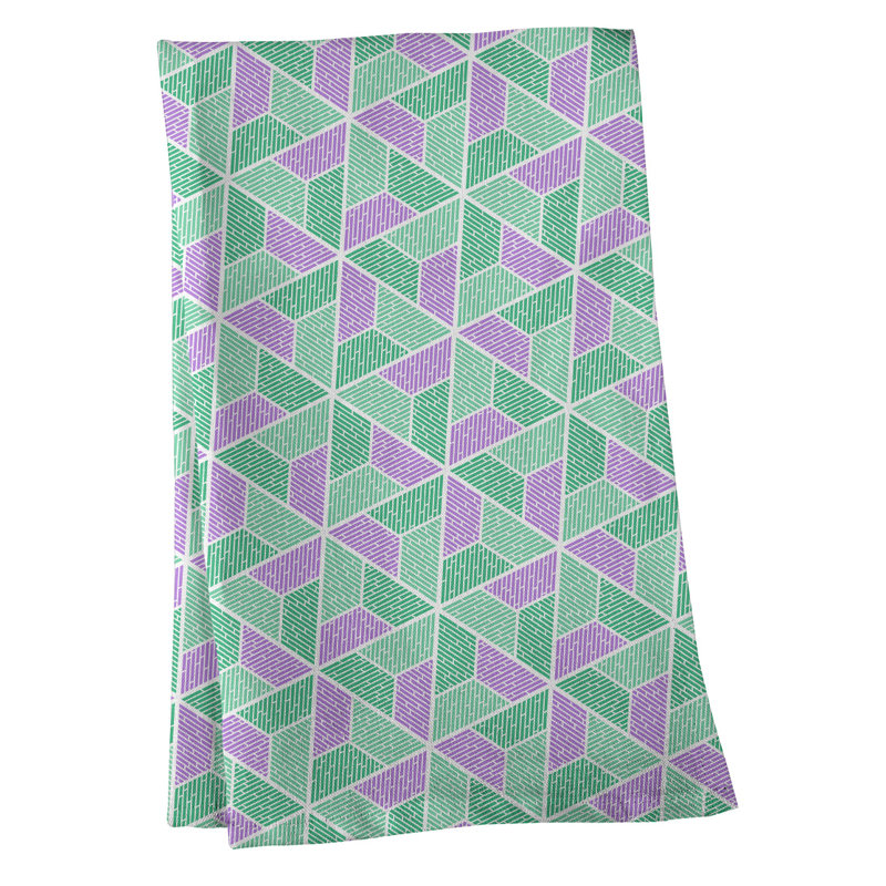 Mcguinness Tea Towel Kitchen Towel, Poly Twill, Green/Purple