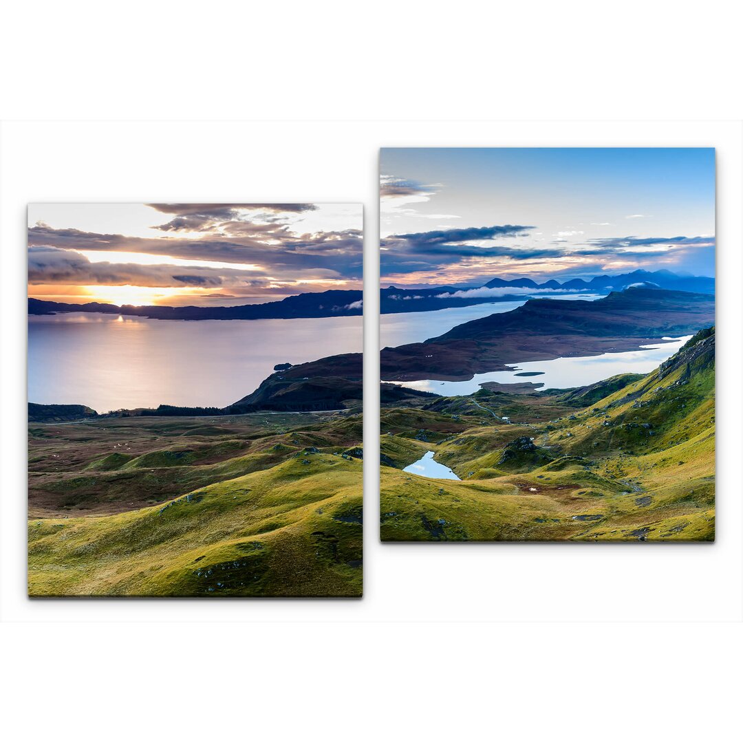 2-tlg. Leinwandbilder-Set Schottland Panorama