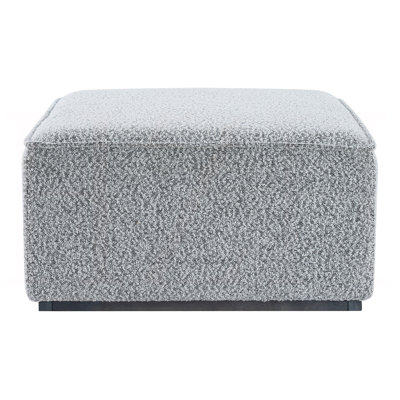 Square Upholstered Ottoman with Black Solid Wood Rubber Feet
