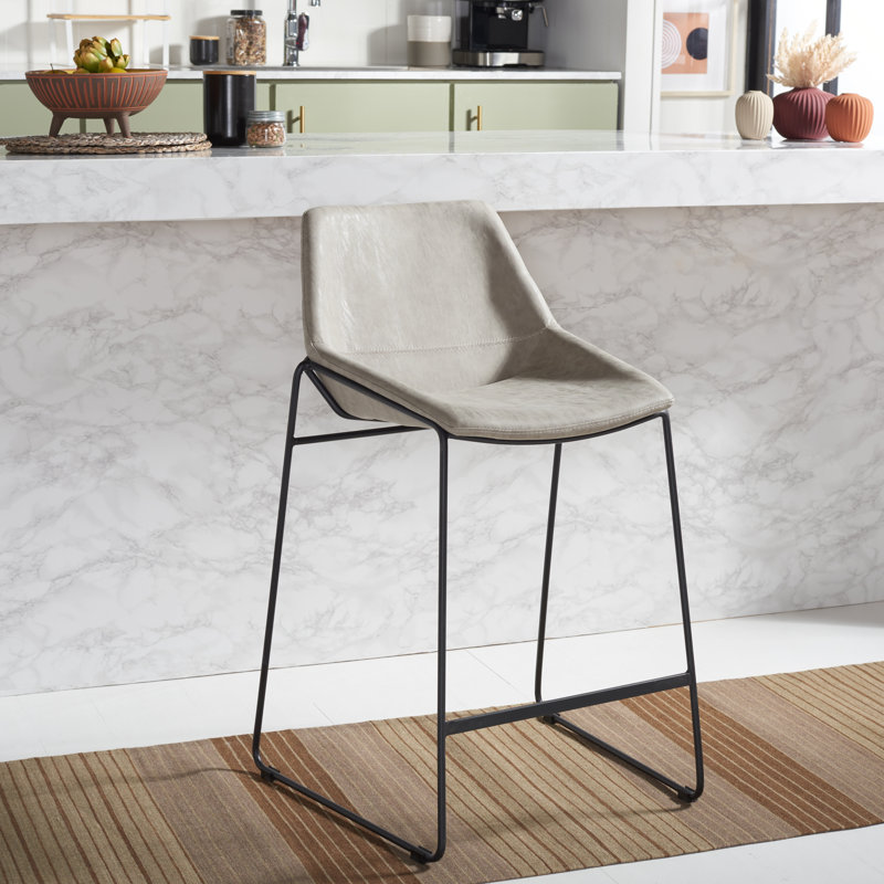 Tabouret de comptoir 27 po Chaliah, Gris clair, Noir