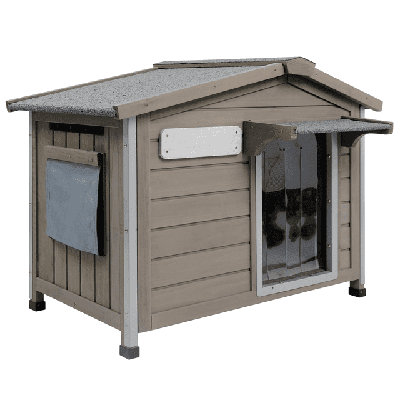 Haiya PETSCOSSET Outdoor Dog House, Wooden Dog Kennel for Small Dogs, Gray