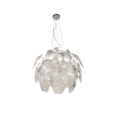 Luminaire suspendu 1 lumière en chrome avec feuilles en acrylique transparent
