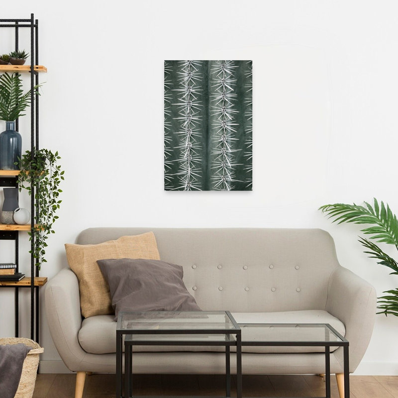 Sharp Cactus Pattern Abstract Geometric Minimalist Cactus Plant Succulent Nature Landscape Wall Art Print by Pictufy Studio III - Wrapped Canvas Print