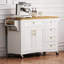 Îlot de cuisine 52 po avec abattant, îlot de cuisine à texture gaufrée sur roulettes avec porte-épices, porte-serviettes, 2 portes et 5 tiroirs, chariot de rangement avec tablette réglable pour la cuisine, blanc-660344821