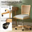 Chaise de bureau pivotante en rotin de 33,5 po de hauteur et en bois massif Deitra Farmhouse-2124637977