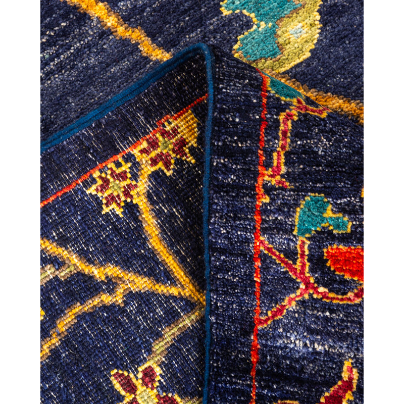 Tapis bleu en laine 3 pi 2 po x 11 pi 9 po Gabo One-of-a-Kind 2010