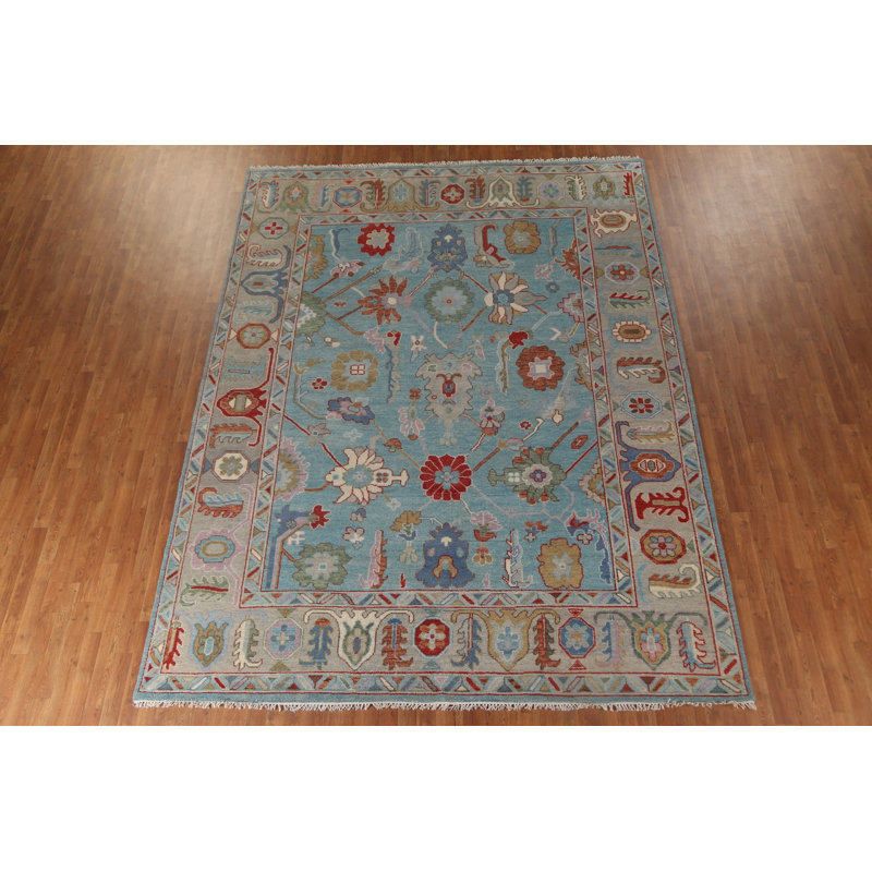 Tapis de salon bleu clair Oushak 9 x 12