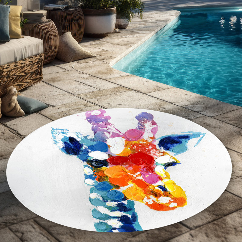 Color Spotted Abstract Giraffe Rug | Animals Bedroom Decor