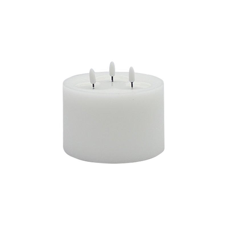 Petite bougie sans flamme 3 mèches, Blanc