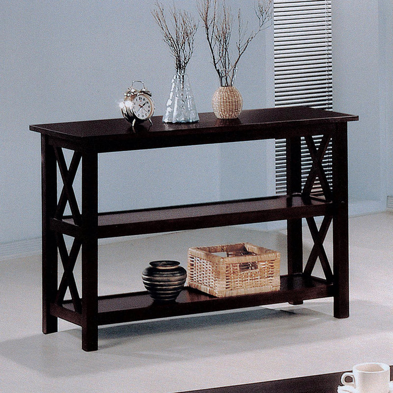 Deep Merlot Sofa Console Table, With 2-Shelf