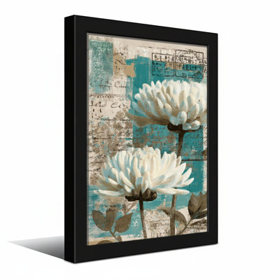 Plantes et fleurs Fleurs blanches sur fond rétro avec des accents bleus