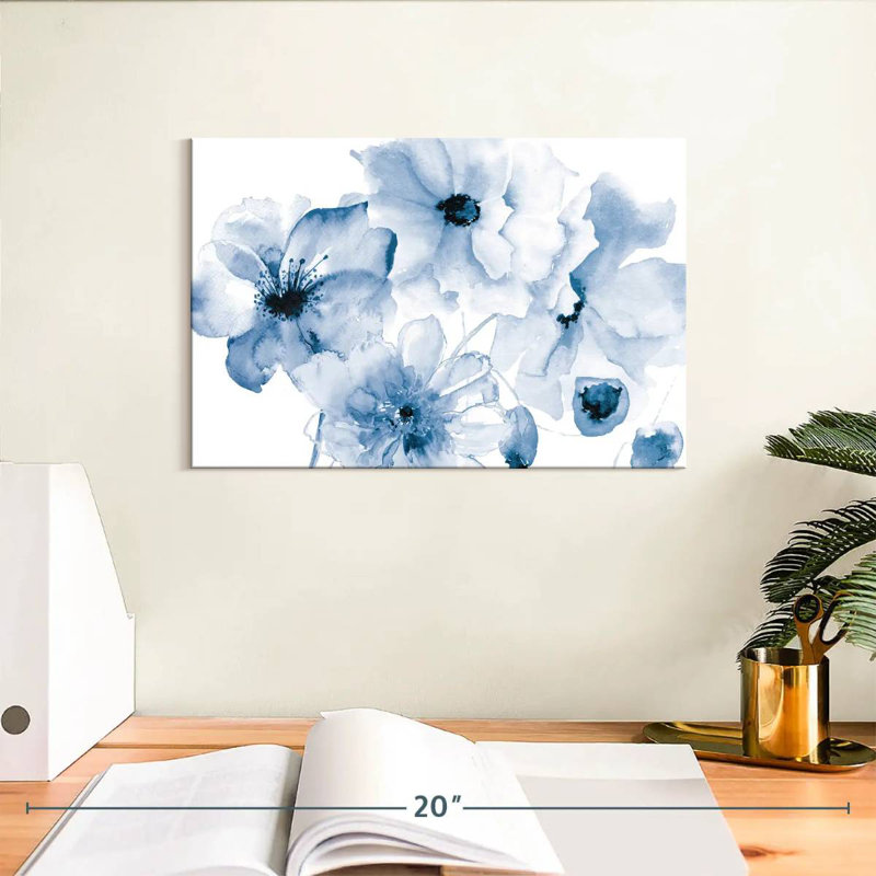 Harnek en fleurs bleu, H 8 po x l 12 po