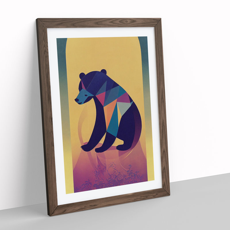 Resting Bear Abstract - Framed Print, 46cm H x 34cm W x 2cm D, Walnut
