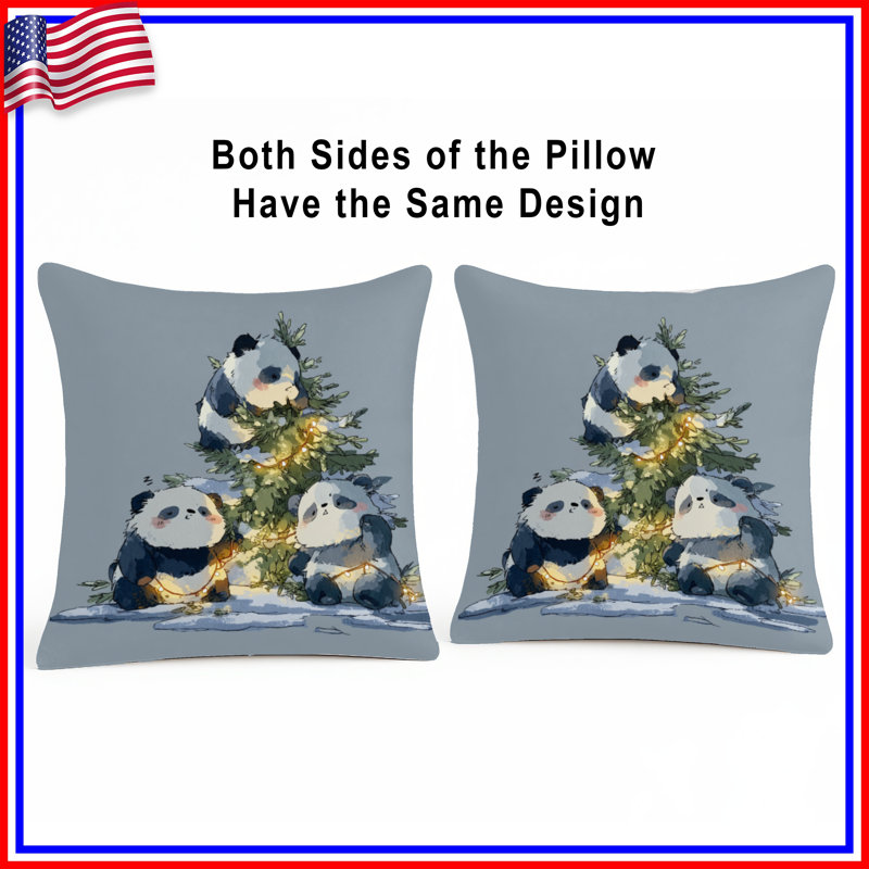 Coussins Pandas, 16 po x 16 po