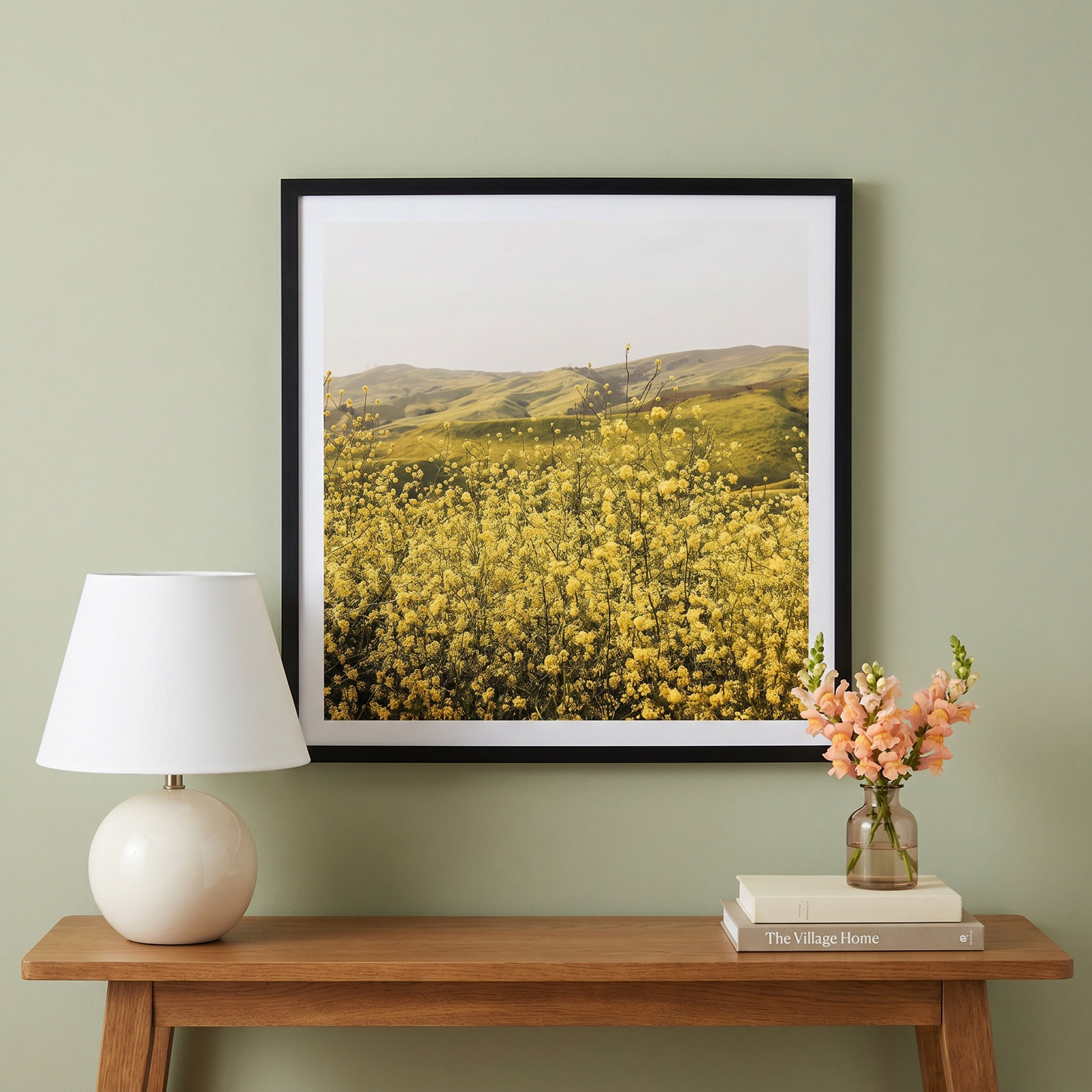 Spring Is Here Yellow Wildflowers by By Brije, Black Framed Paper, Yes, 12" H x 12" W x 0.75" D
