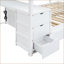 Lit double superposé double avec lit gigogne simple, bureau en bois de pin et panneau de fibres à densité moyenne Rangement, blanc - peu encombrant pour les pièces communes